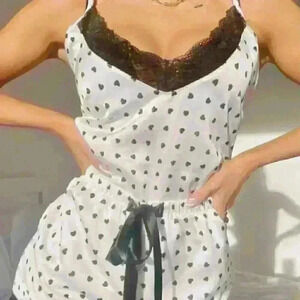 Heart Black and White Pajama Sets